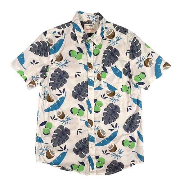 urban pipeline Other - Urban Pipeline Shirt Mens Large White Blue Green Coconut Leaf Print Button‎ Up